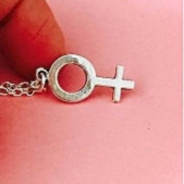 - Silver Feminist Symbol Necklace, Girl Power,..