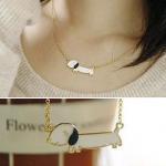 Cute Animal White Dog Pendant Necklace In Gold