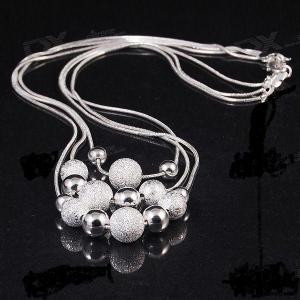 .925 Silver 3 Layer Round Ball Necklace