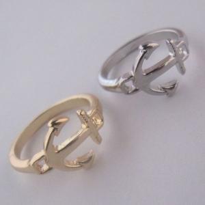 Simple Charm Silver Metal Nautical Anchor Ring