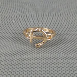 Simple Charm Gold Metal Nautical Anchor Ring