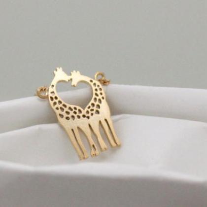Giraffe Necklace, Twin Giraffe Necklace In Shape..