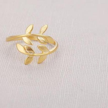 Gold Leaf Ring Gold Ring Dainty Ring Adjustable..