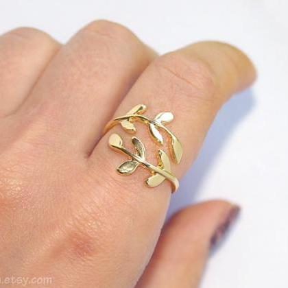 Gold Leaf Ring Gold Ring Dainty Ring Adjustable..