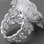 Rose Flower .925 Sterling Silver Ring, Adjustable..