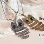 Silver Big Owl Pendant Necklace