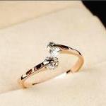 0.46 CT Round Swarovski Crystal Rose Gold GP Promise Engagement Ring