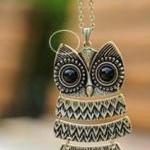 Vintage Big Owl Pendant Necklace