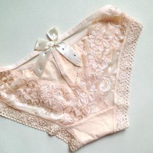 Sexy Butterfly Lace Womens Panties Pink