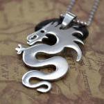 Stainl Steeless Mens Dragon Pendant Necklace