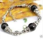 Tibet Silver Jewellery Black Jade Bracelet..