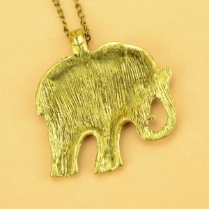 Retro Vintage Bronze Red Rhinestone Lucky Elephant..
