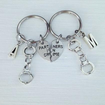 - Set Of Handcuff Keychain, Partners In Crime..