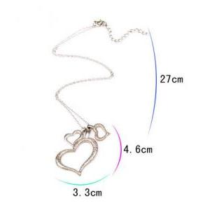 Korea Fashion Jewelry Three Hearts Silver Necklace