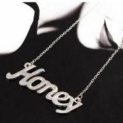 Classic Silver Tone honey Letter Necklace