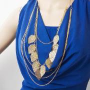 New Bohemian Style Gold Multi Layered Leaf Necklace
