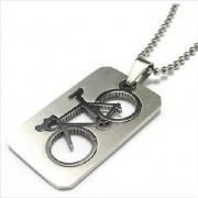 Men's Stainless Steel Bicycle Dog Tag Pendant Necklace