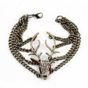 Rhinestone Deer Bracelet