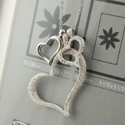 Fashion Lovely Three Silver Sweet Love Hearts Pendant Necklace 