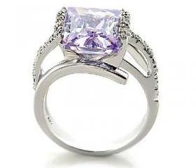5 CT Rhodium Plated Light Amethyst CZ Cocktail Ring, Size 7 on Luulla