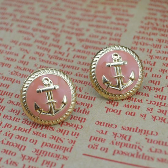 Cute Anchor Stud Earring In Gold