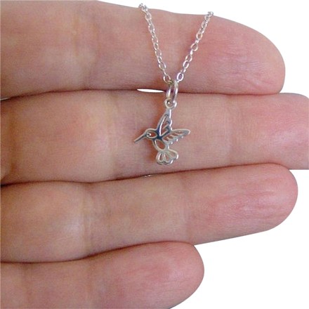 - Tiny Hummingbird Charm Necklace