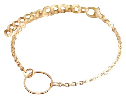 Gold Plated Circle Pendant Chain Bracelet, Jewelry
