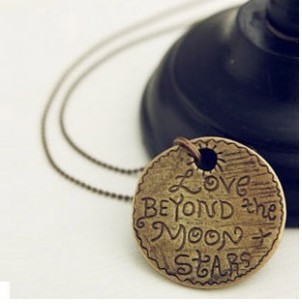 Christmas Gift Love Letter Round Pendant Necklace