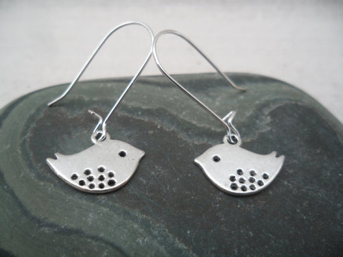 Mod Silver Bird Earrings Simple Everyday Bird Jewelry Sparrow Swallow Silver Earrings
