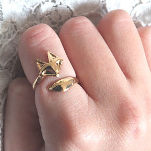 Fox Ring In Gold, Size Adjustable
