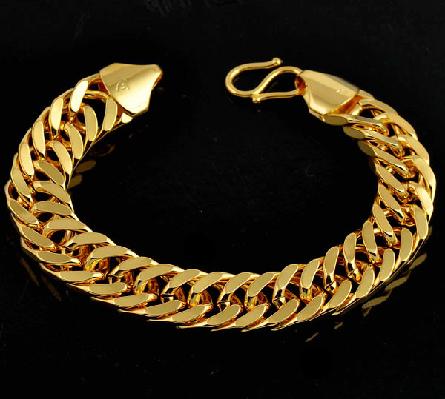 Men's Gorgeous 18k Yellow Gold Plated Bracelet Size 8.5"