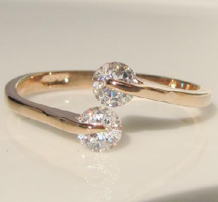 0.46 Ct Round Swarovski Crystal Rose Gold Gp Promise Engagement Ring, Size 7.
