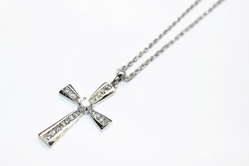 Dazzling Stainless Steel Trendy Cross Pentant Necklace With Swarovski Crystals