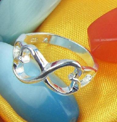 Sterling Silver 2 Heart Ring, Size 9