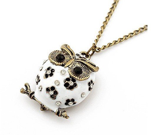 Vintage Style White Owl Pendant Necklace